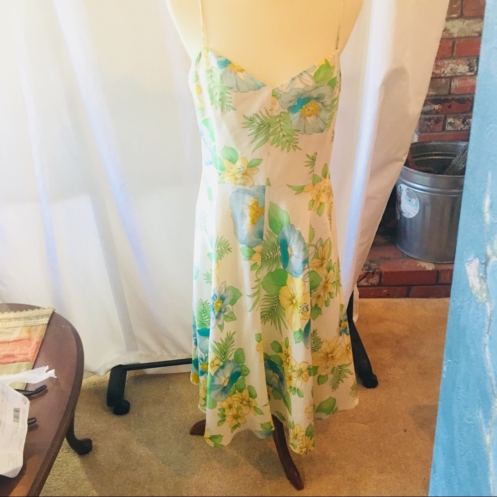 Banana Republic Silk Dress Sz 12 Lined Flowers